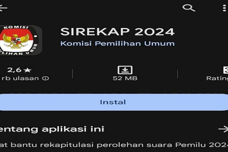 Aplikasi Sirekap KPU, Rating Buruk 2,6 Di Google Playstore - POLINDO